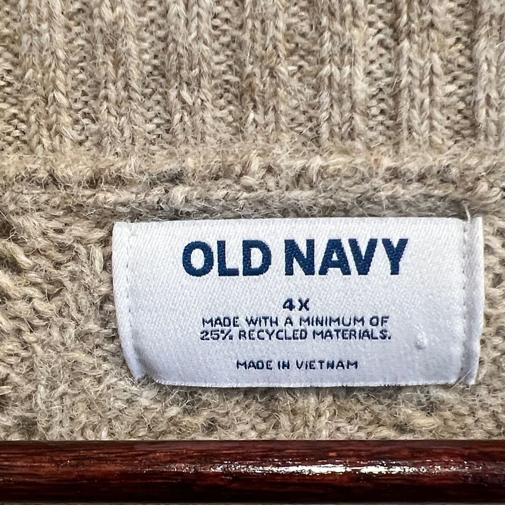 Old Navy Neutral Beige Cable-Knit Sweater Cardigan 4X - Picture 2 of 8